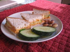 humus and cucumber on gluten free bread