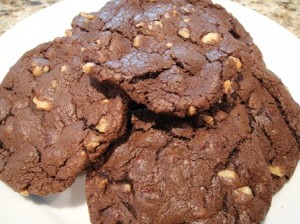 Triple Chocolate Chunk Cookies with Walnuts