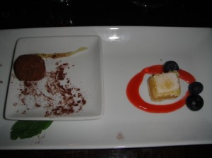 Dessert Sampler with Chocolate Truffle and Fruit