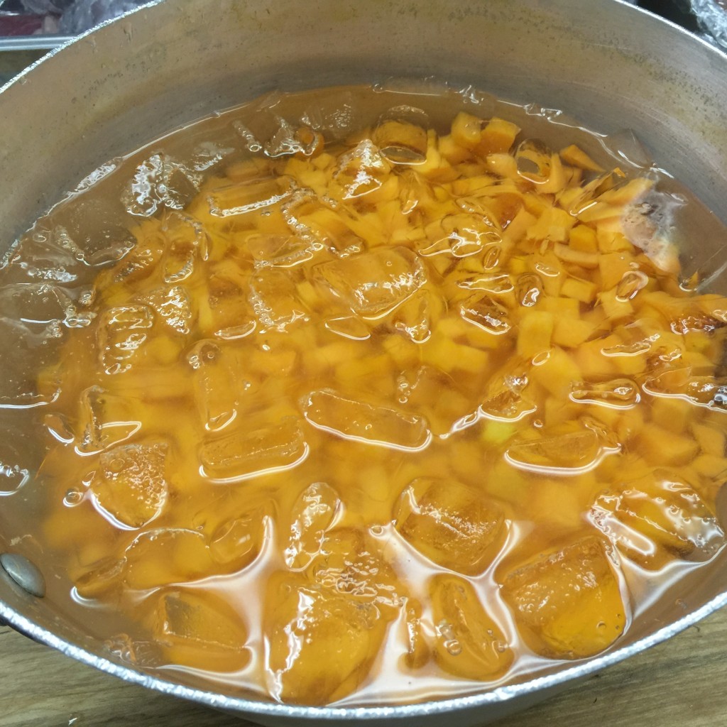 Sweet Potatoes in Ice Water Bath